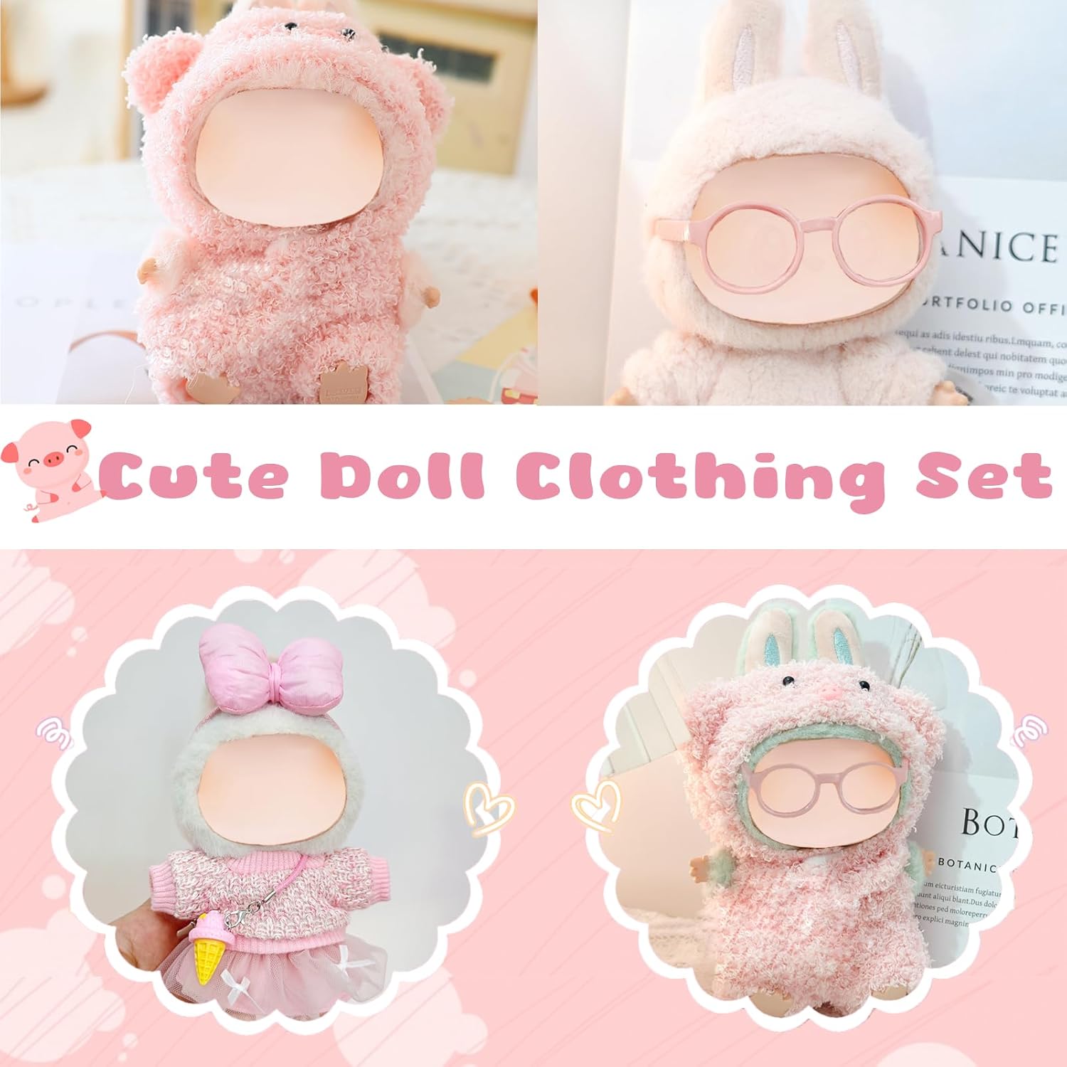 Clothing set for Labubu figure – fits keychain & collectible figure (doll not included)