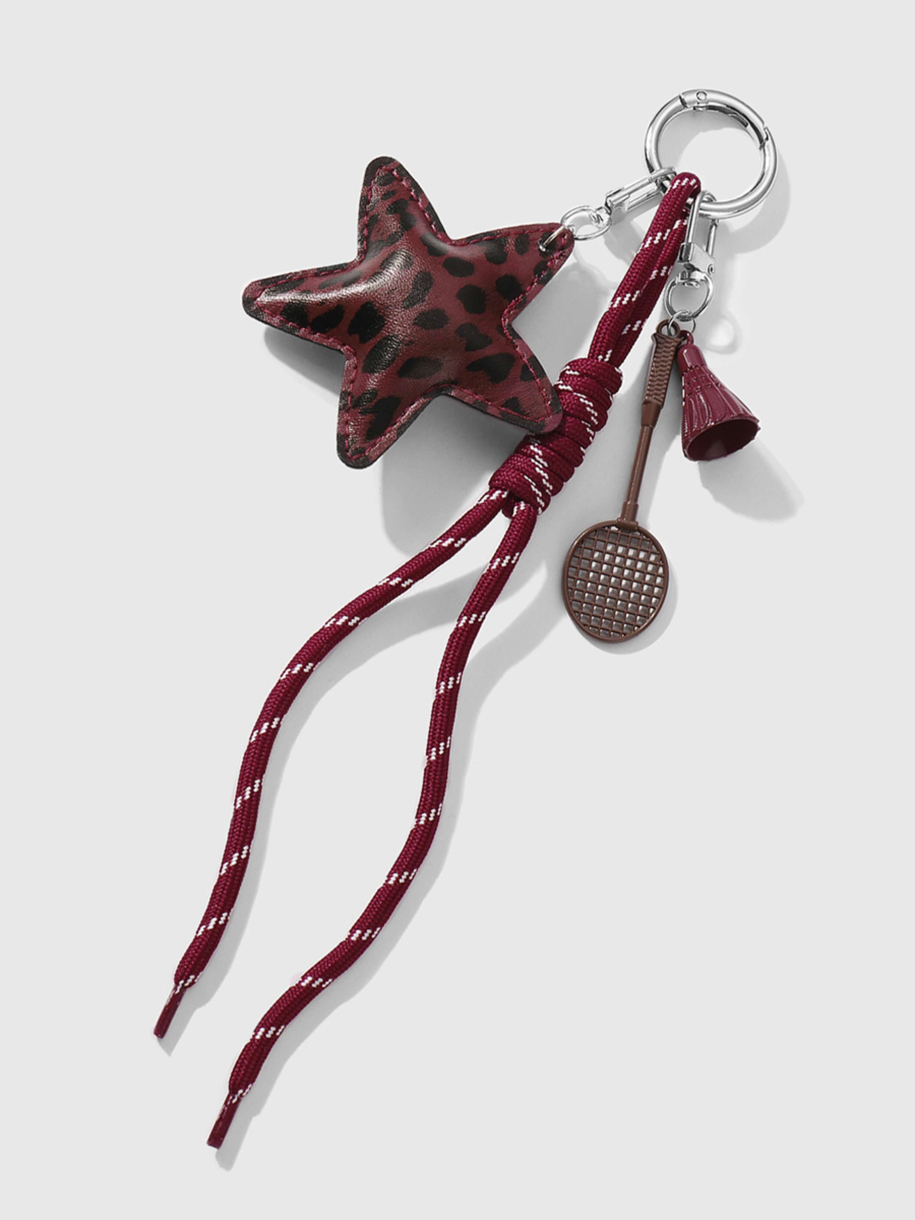 Leopard-print star bag charm