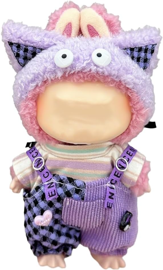 Labubu Doll Clothes 17cm - Hat-Sweater + Pants Set - Fit for Generation 1st/2nd/3rd (Standing &amp; Sitting Position)Suitable for: pop mart /labubu (E34)