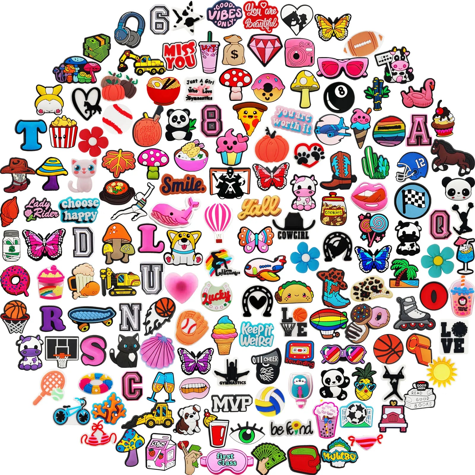 20/30/50/100/200 st Blandade Skodekorationer – DIY Charms för Sandaler & Hålskor