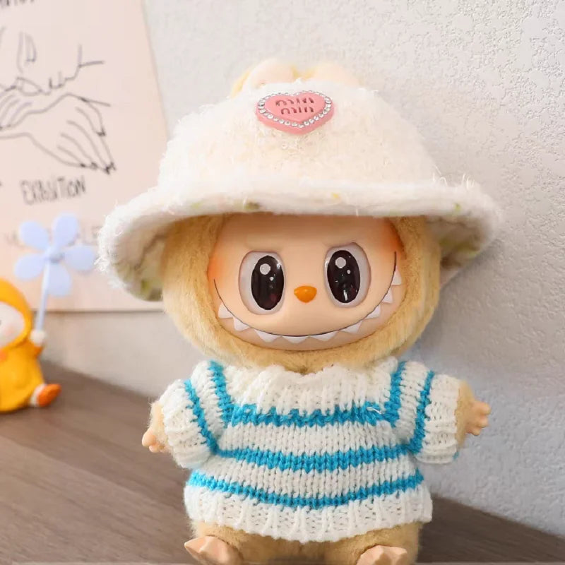 Mini sweater outfit + hat - fits 17cm vinyl figure (e.g. Labubu) 