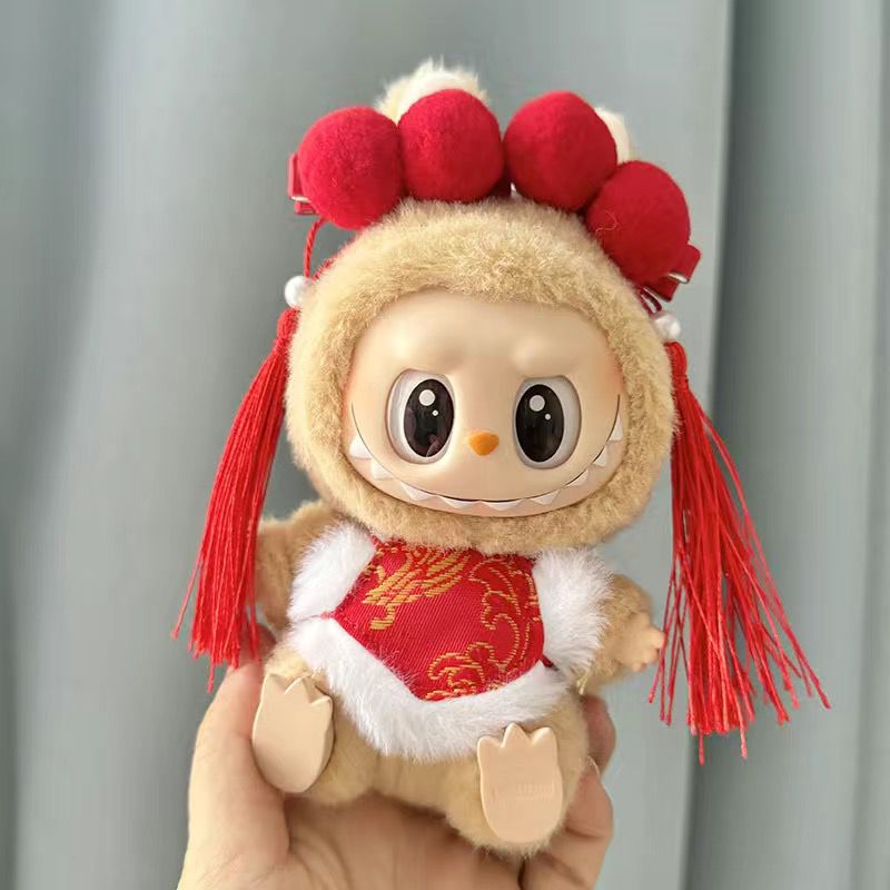 Red belly band costume – fits Labubu style figure