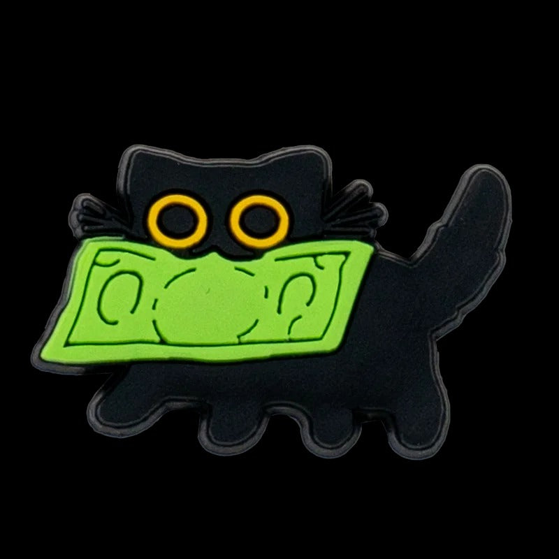 Black Cat with Money – PVC Charm for Crocs
